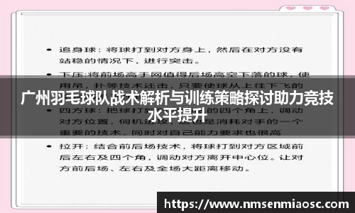 广州羽毛球队战术解析与训练策略探讨助力竞技水平提升